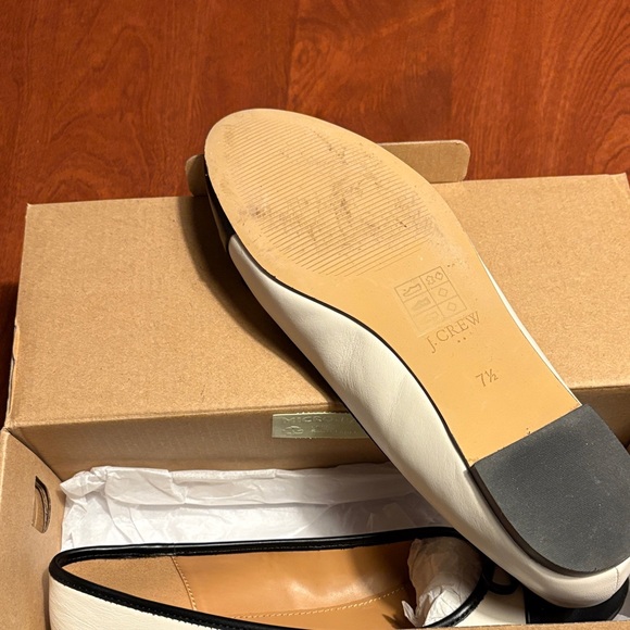 J. Crew factory Black and White Flats: Leather Cap toe ballet flats - Picture 2 of 3